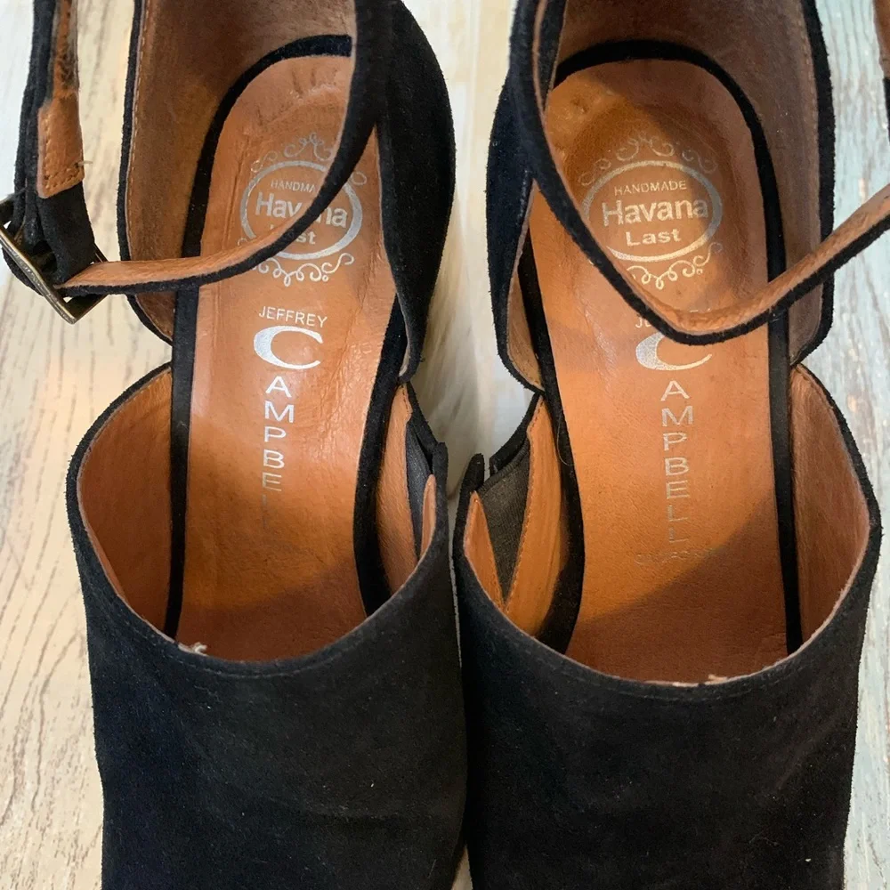 RARE Jeffrey Campbell black & gold platforms